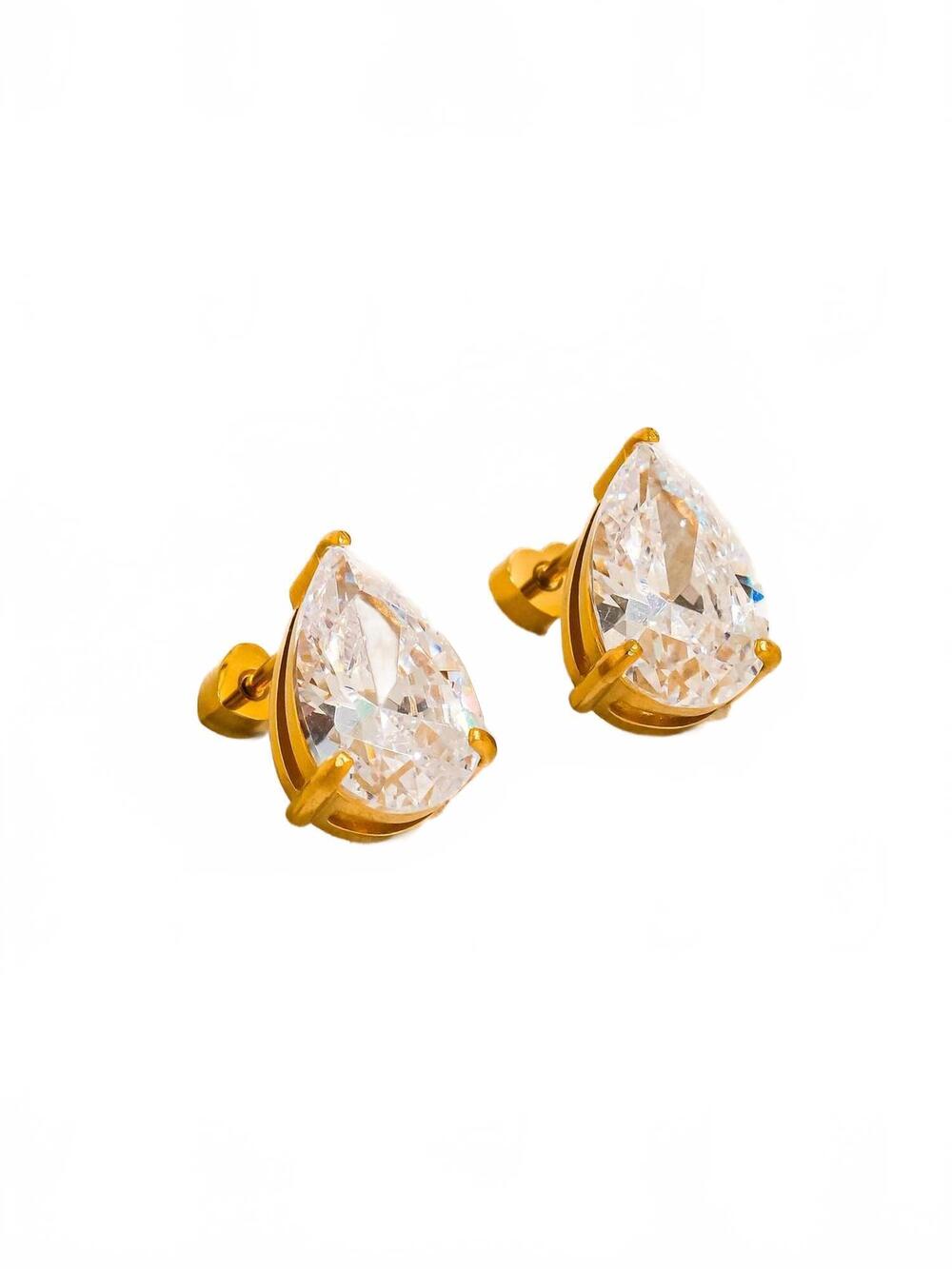 NEW FLANERIE BY MAIQ the camille flat back earrings in yellow gold